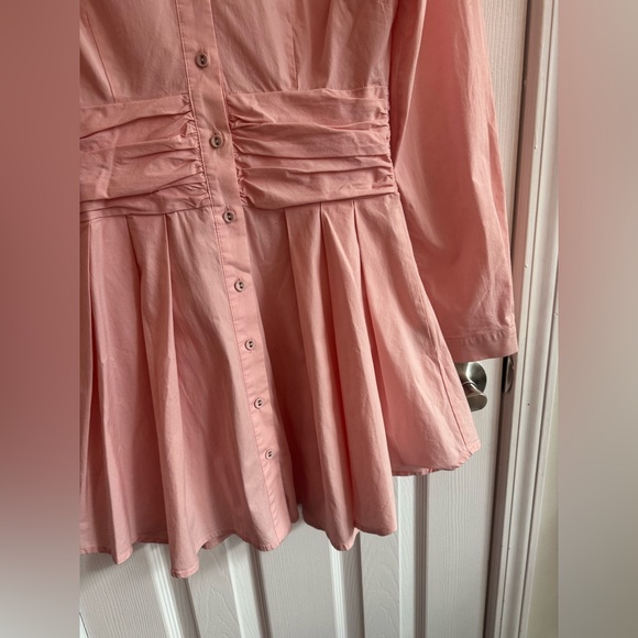 BARDOT Revolve Pink Leoni Cotton Mini Shirtdress Size Small/ US 4 - Picture 8 of 9